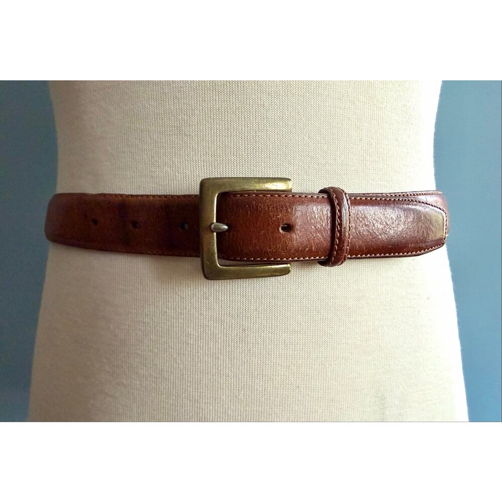 CHAPS Distressed Brown Italian Leather Belt Mens sz 34